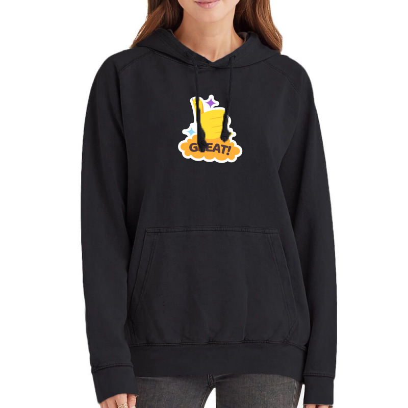 Great ! Word Great And Yellow Hand With Thumb Up. Colorful Illustratio Vintage Hoodie | Artistshot