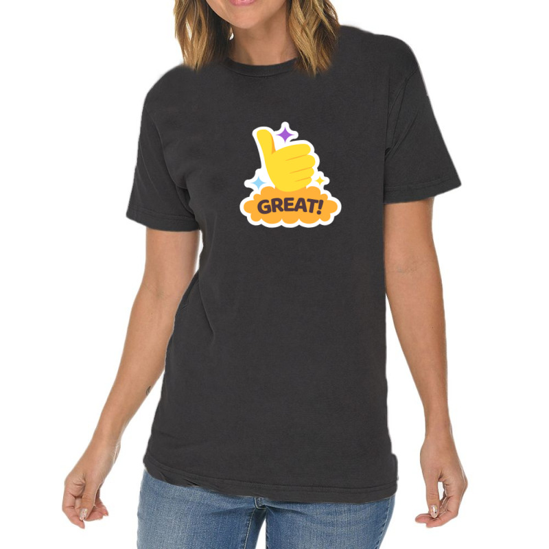 Great ! Word Great And Yellow Hand With Thumb Up. Colorful Illustratio Vintage T-shirt | Artistshot