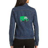 Green Mini Van Cartoon Ladies Denim Jacket | Artistshot