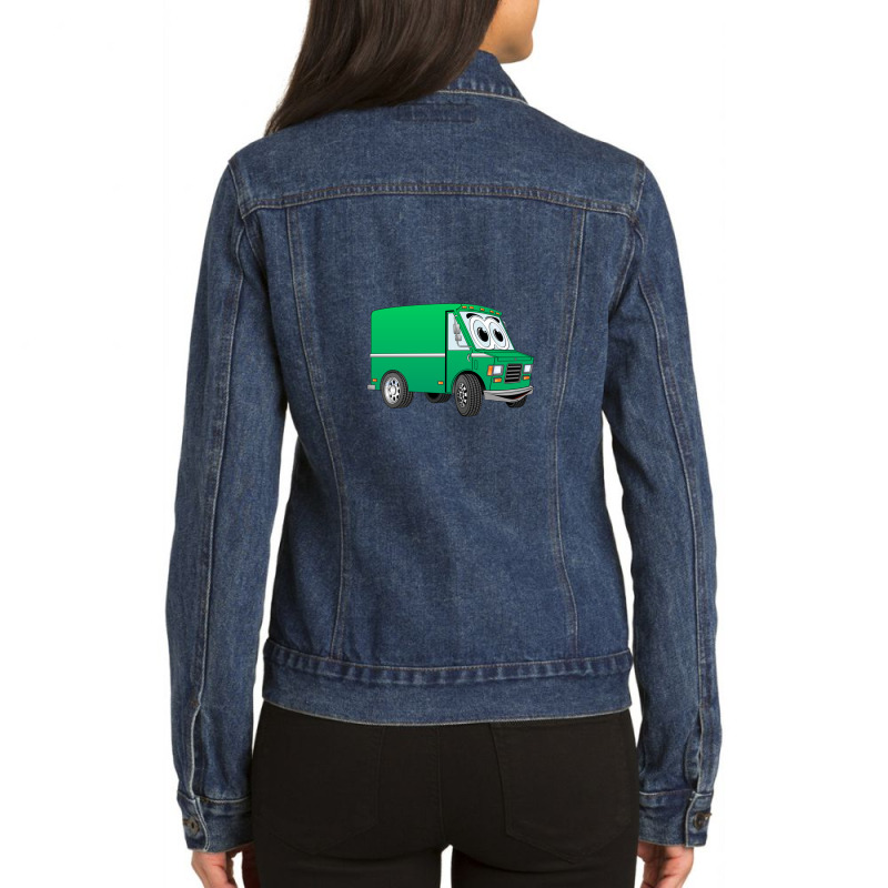 Green Mini Van Cartoon Ladies Denim Jacket by JenniferJones | Artistshot