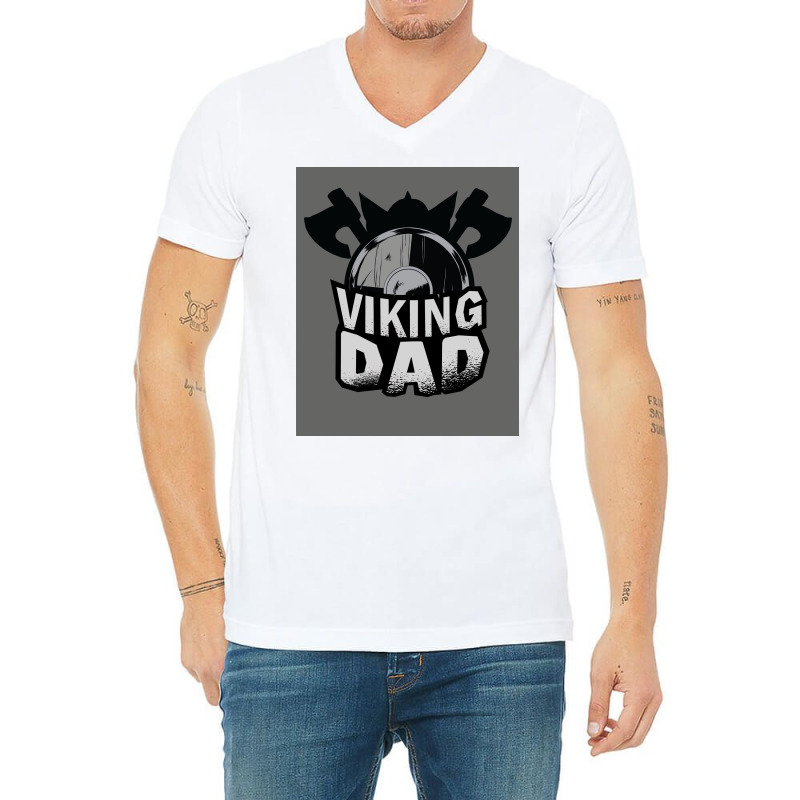 Viking Dad  Aesthetic Blue V-neck Tee | Artistshot