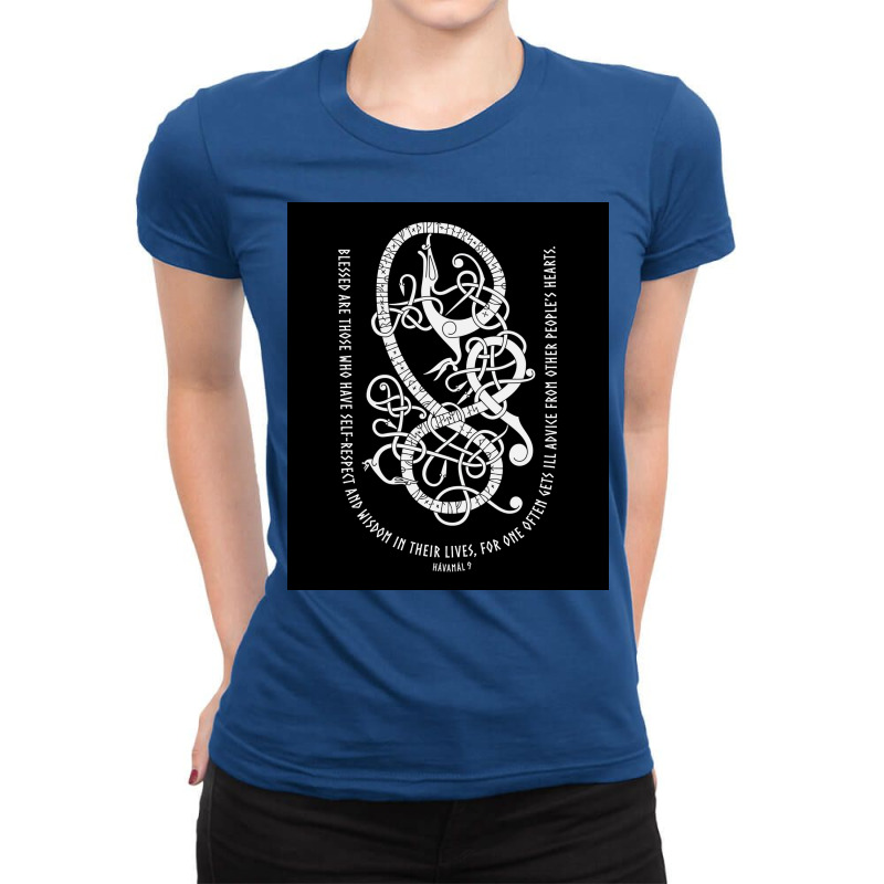 Runestone Havamal 9 Quote  Cool Trending Ladies Fitted T-Shirt by caltabuhlm | Artistshot