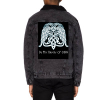 By The Ravens Of Odin Dark  Red Unisex Sherpa-lined Denim Jacket | Artistshot