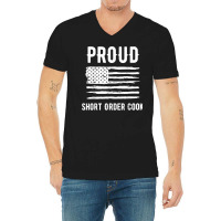 Proud Short Order Cook Profession American Flag T Shirt V-neck Tee | Artistshot