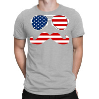 Funny Mustache Usa Flag 4th Of July  Men Women Cool Summer T-shirt | Artistshot