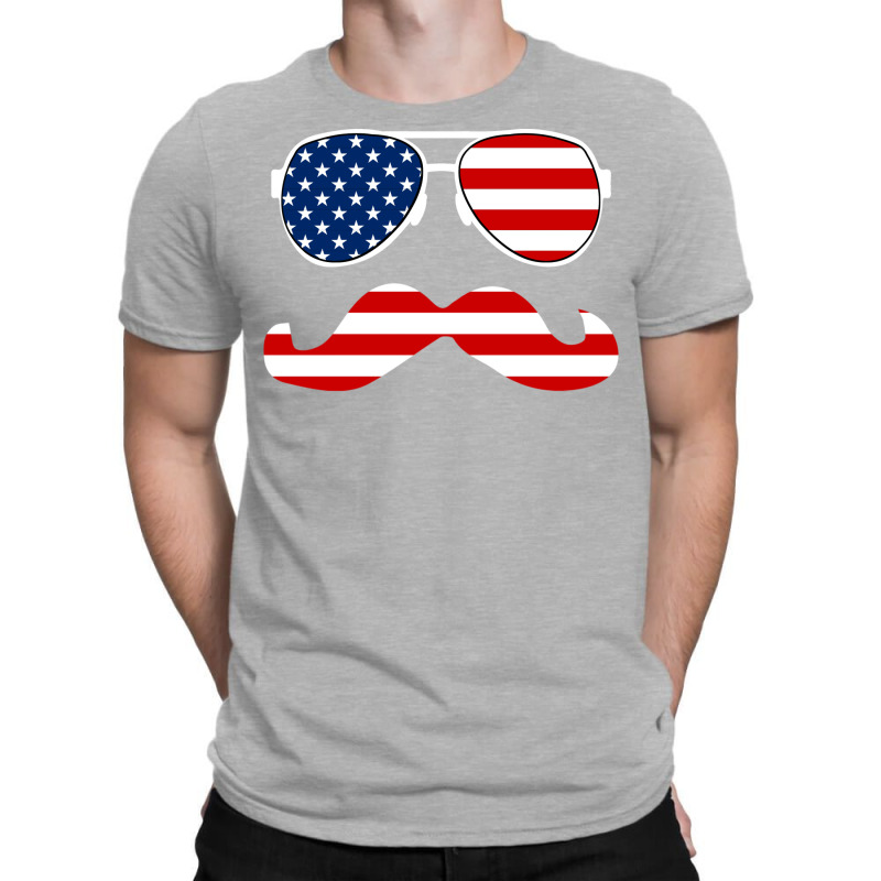 Funny Mustache Usa Flag 4th Of July  Men Women Cool Summer T-shirt | Artistshot