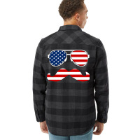 Funny Mustache Usa Flag 4th Of July  Men Women Cool Summer Flannel Shirt | Artistshot