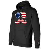 Funny Mustache Usa Flag 4th Of July  Men Women Cool Summer Champion Hoodie | Artistshot