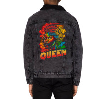 Juneteenth Blm Black Proud Woman Strong Black History Unisex Sherpa-lined Denim Jacket | Artistshot