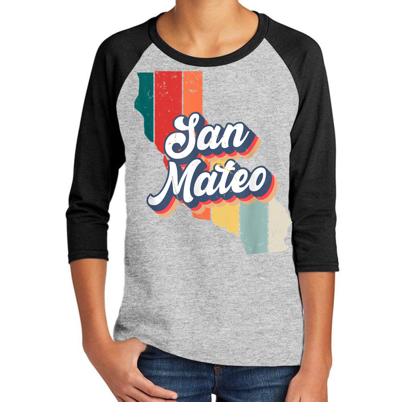 San Mateo City Retro Vintage Hometown California T Shirt Youth 3/4 Sleeve by sheritl9tl | Artistshot