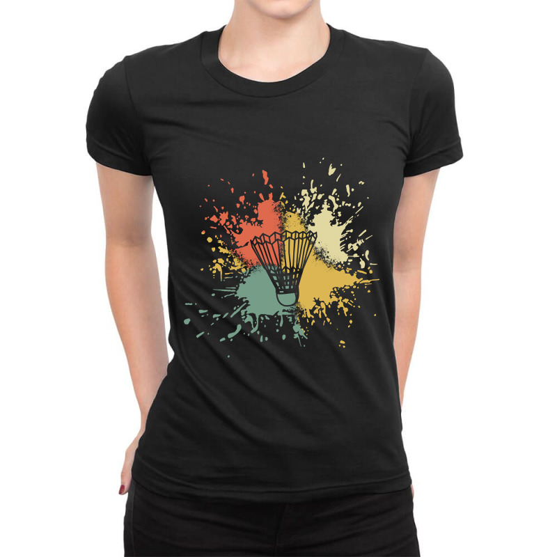 Badminton Ink Splash Ladies Fitted T-Shirt by cryingdappled109 | Artistshot