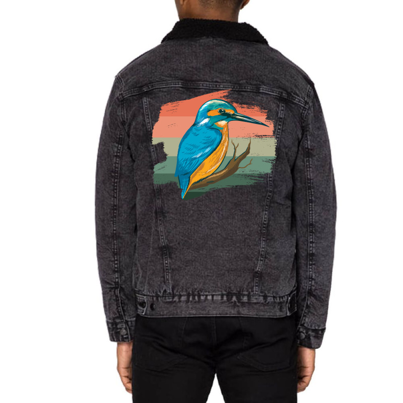 Kingfisher Bird Feathers Cobalt Blue Humor Funny Unisex Sherpa-lined Denim Jacket | Artistshot