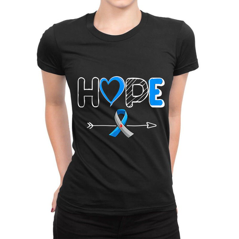 Hope Diabetes Type 1 Ribbon Type 2 Diabetes Awareness Tank Top Ladies Fitted T-Shirt by kleebbi | Artistshot