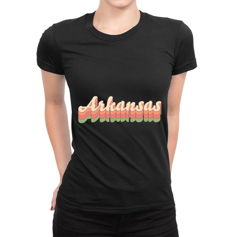 Arkansas State Retro Happy Script Ladies Fitted T-Shirt by ternacanuda | Artistshot