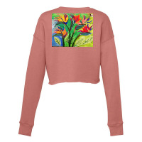 Paradise Flowers Acrylic Painting Cropped Sweater | Artistshot