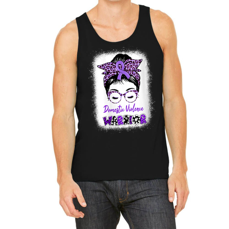 Womens Domestic Violence Awareness Warrior Purple Messy Bun V Neck T S Tank Top | Artistshot