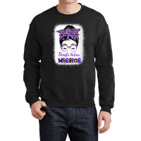 Womens Domestic Violence Awareness Warrior Purple Messy Bun V Neck T S Crewneck Sweatshirt | Artistshot