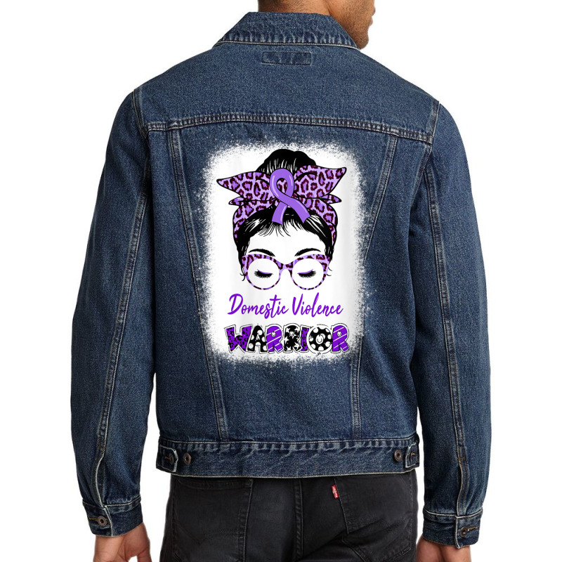 Womens Domestic Violence Awareness Warrior Purple Messy Bun V Neck T S Men Denim Jacket | Artistshot