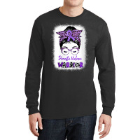 Womens Domestic Violence Awareness Warrior Purple Messy Bun V Neck T S Long Sleeve Shirts | Artistshot