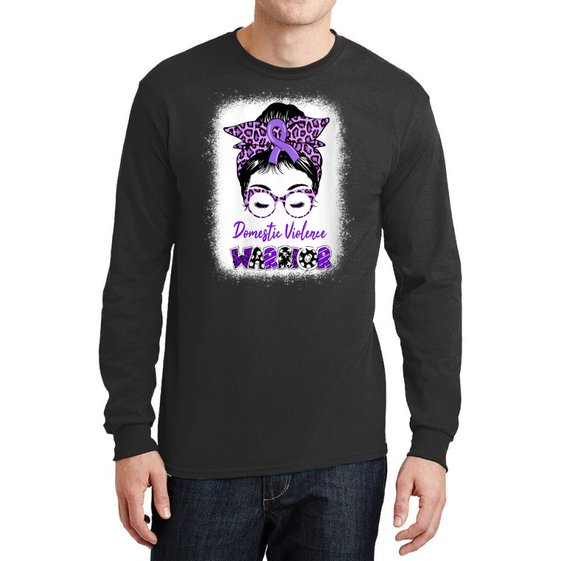 Womens Domestic Violence Awareness Warrior Purple Messy Bun V Neck T S Long Sleeve Shirts | Artistshot