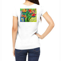 Paradise Flowers Acrylic Painting Women's V-neck T-shirt | Artistshot