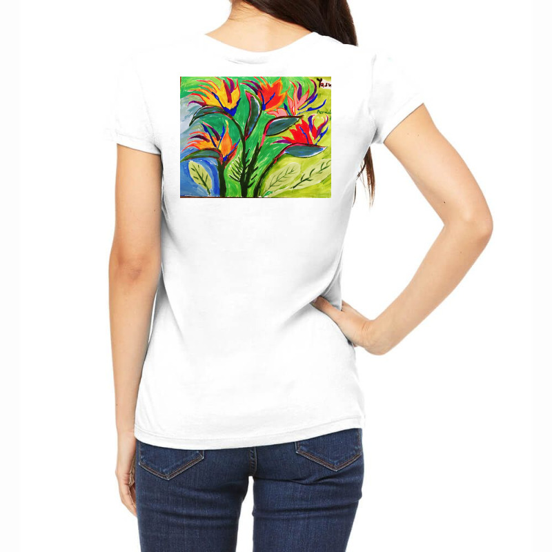 Paradise Flowers Acrylic Painting Women's V-Neck T-Shirt by Angelysmina | Artistshot