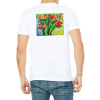 Paradise Flowers Acrylic Painting V-neck Tee | Artistshot