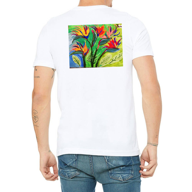 Paradise Flowers Acrylic Painting V-Neck Tee by Angelysmina | Artistshot