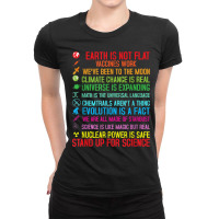 Earth Is Not Flat Vaccines Work Climate Change Science Ladies Fitted T-shirt | Artistshot