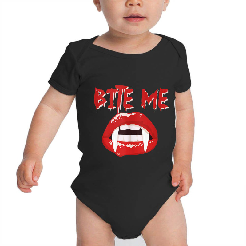 Bite Me Funny Halloween Vampire Bite Me Tank Top Baby Bodysuit by JoshuaDavidRocoe | Artistshot