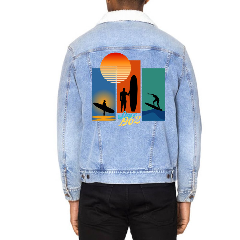 Longboard Surfing Since 1962 Sweatshirt Unisex Sherpa-lined Denim Jacket | Artistshot