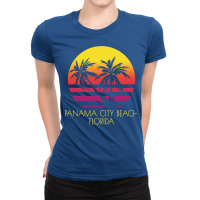 Panama City Beach Florida Vintage Tropical Sunset Palm Nature Funny Ladies Fitted T-shirt | Artistshot