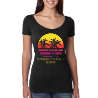 Panama City Beach Florida Vintage Tropical Sunset Palm Nature Funny Women's Triblend Scoop T-shirt | Artistshot