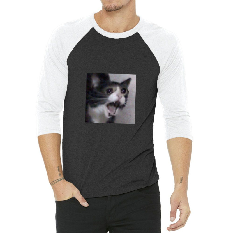 Screaming Crying Sad Cat 3/4 Sleeve Shirt | Artistshot