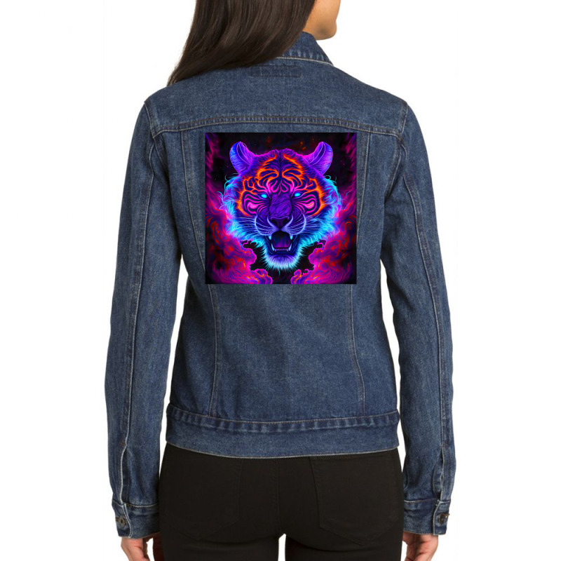 Tiger Colorful Pop Art Ladies Denim Jacket by Noto Creative | Artistshot