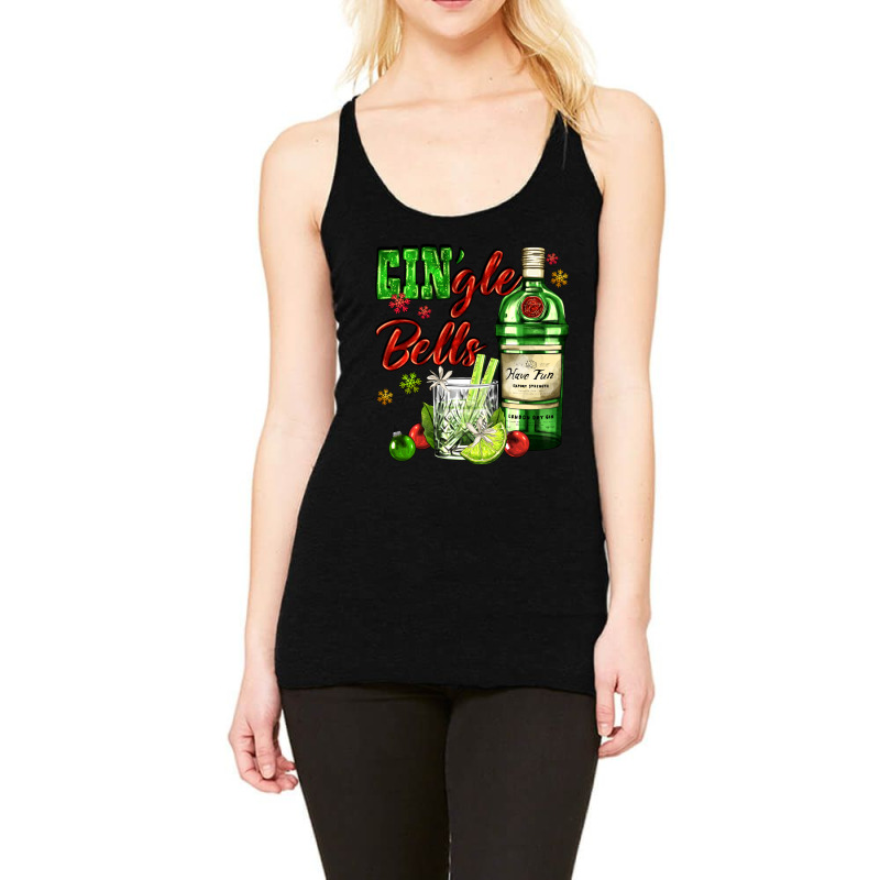 Gin`gle Bells With Bottle And Cocktail Racerback Tank by AdoDesignShop | Artistshot