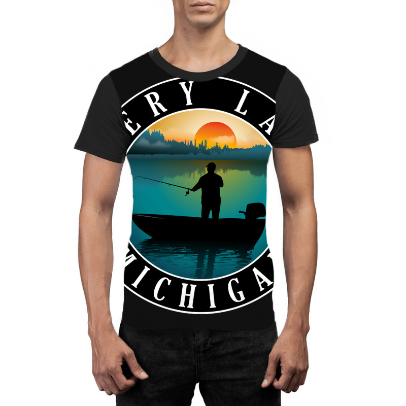 Avery Lake Fishing Michigan Sunset Graphic T-shirt by fencingderby989 | Artistshot