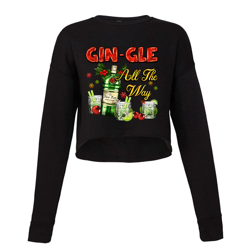 Gin`gle All The Way With Bottle And Cocktails Cropped Sweater by AdoDesignShop | Artistshot