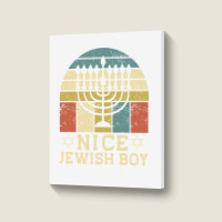 Nice Jewish Boy Cool Chanukah Funny Ugly Hanukkah Sweater Pullover Hoo Portrait Canvas Print | Artistshot