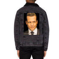 Harvey Specter Suits Classic Painting Poster Poster Blue (1) Unisex Sherpa-lined Denim Jacket | Artistshot