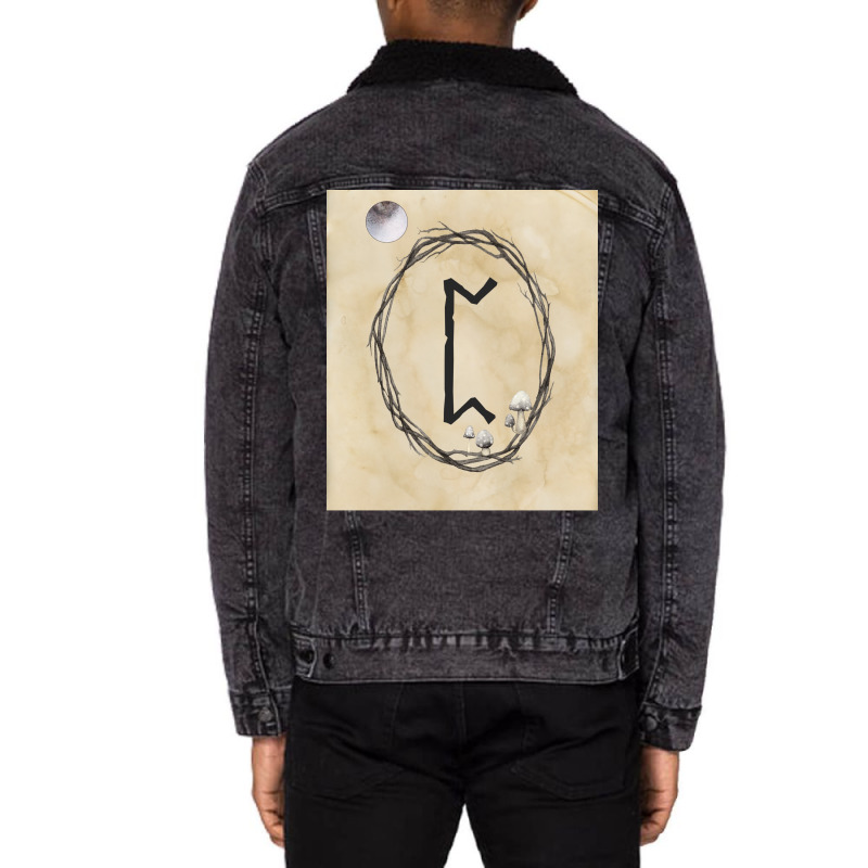 Perthro Rune Elder Futhark Norse Runes Alphabet  80s Travel Unisex Sherpa-lined Denim Jacket | Artistshot