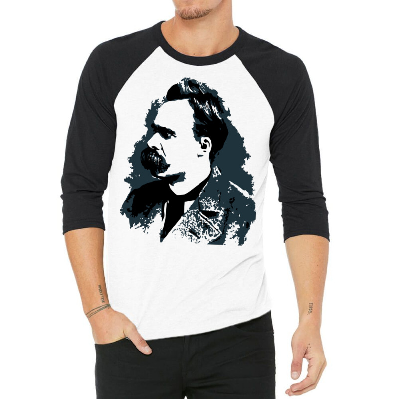 Friedrich Nietzsche Portrait Vector Drawing 3/4 Sleeve Shirt | Artistshot