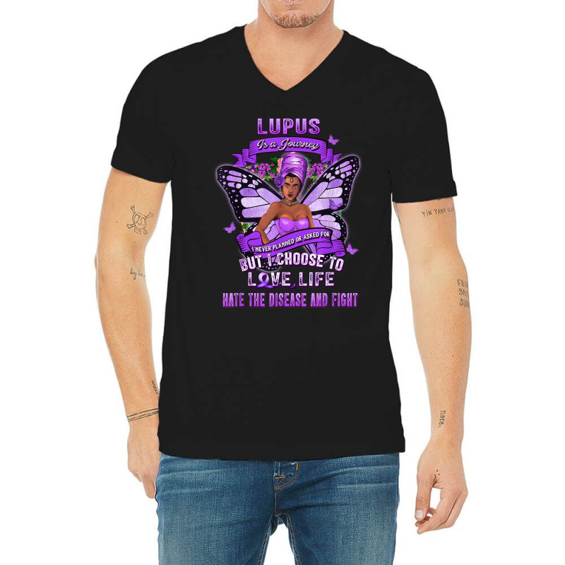 Lupus Awareness African American Warrior Purple Ribbon Women T Shirt V-neck Tee | Artistshot