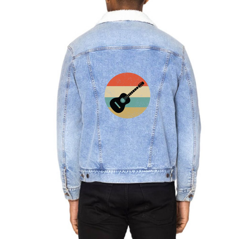 Retro Vintage Acoustic Guitar Unisex Sherpa-lined Denim Jacket | Artistshot