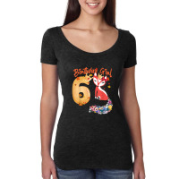 Fox Animal Lovers 6th Birthday Girl Fox B-day 6 Year Old Women's Triblend Scoop T-shirt | Artistshot