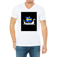 Sweden Boat Swedish Flag Sweden Viking Ship Vikings Tshirt Shieldmaide V-neck Tee | Artistshot