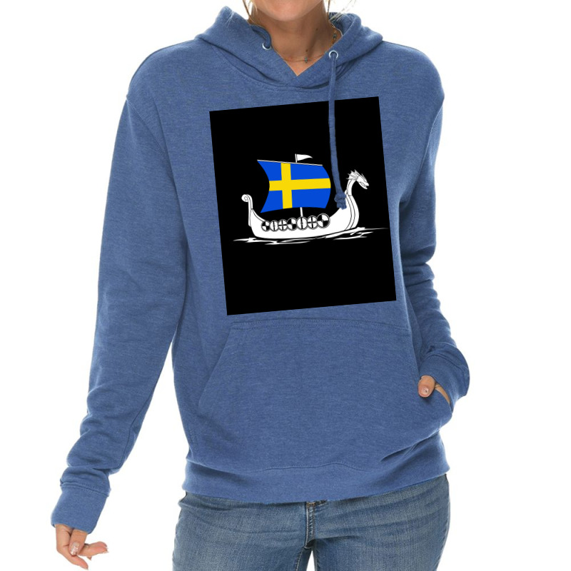 Sweden Boat Swedish Flag Sweden Viking Ship Vikings Tshirt Shieldmaide Lightweight Hoodie | Artistshot