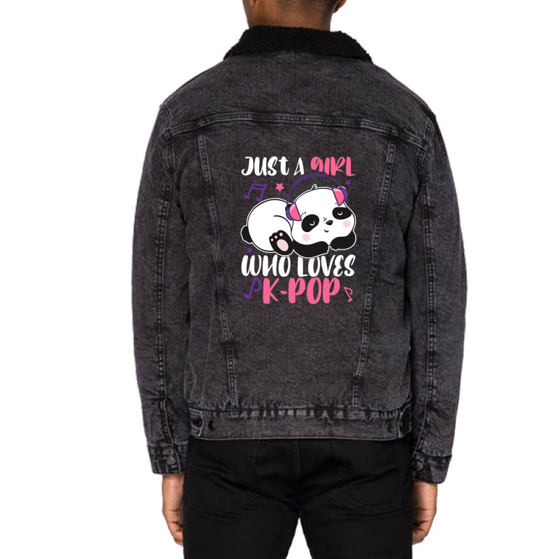 Just A Girl Who Loves Kpop Panda Unisex Sherpa-lined Denim Jacket | Artistshot