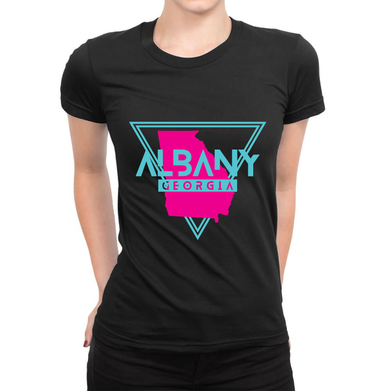 Albany Georgia Retro Vintage Triangle Ga Ladies Fitted T-Shirt by kayakbetween30 | Artistshot