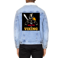 My Blood Type Is Viking With Sword And Shield Gift Idea  Travel Unisex Sherpa-lined Denim Jacket | Artistshot